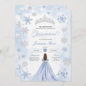Blue Winter Wonderland Snowflake Quinceanera Einladung (Vorne/Hinten)