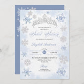 Blue Winter Wonderland Snowflake Sweet 16 Einladung (Vorne/Hinten)