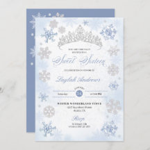 Blue Winter Wonderland Snowflake Sweet 16