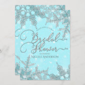 Blue Winter Wonderland Snowflakes Brautparty Einladung (Vorne/Hinten)