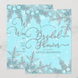 Blue Winter Wonderland Snowflakes Brautparty Einladung