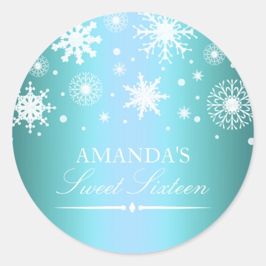 Blue Winter Wonderland Sweet 16 Sticker (Vorderseite)