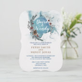 Blue Winter Wonderland Wedding Einladungen (Stehend Vorderseite)