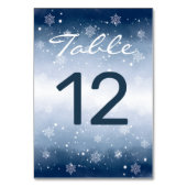 Blue Winter Wonderland Weihnachten Hochzeit Tischnummer (Vorderseite)