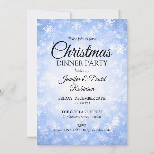 Blue Winter Wonderland Weihnachts-Party Einladung (Vorderseite)