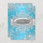 Blue Winter Wonderland Weihnachtsfeier Einladung (Vorne/Hinten)