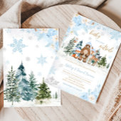 Blue Winter Woodland Animals Baby Dusche Einladung