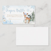 Blue Winter Woodland Animals Diaper Raffle Begleitkarte (Vorne/Hinten)