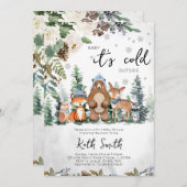 Blue Winter Woodland Baby Dusche Einladung (Vorne/Hinten)