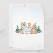 Blue Winter Woodland Baby Dusche Einladung (Rückseite)