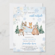 Blue Winter Woodland Baby Dusche