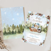 Blue Winter Woodland Baby Dusche Einladung
