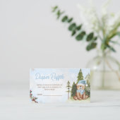 Blue Winter Woodland Babydusche Windelwanne Begleitkarte (Stehend Vorderseite)