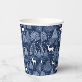 Blue Winter Woodland Christmas Reindeer Holiday Pappbecher (Rechts)