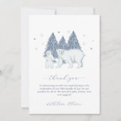 Blue Winter Woodland Polar Bear Baby Shower  Dankeskarte (Vorderseite)