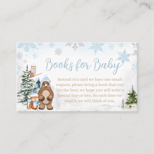 Blue Winter Woodland Tiere Bücher für Baby Begleitkarte (Vorderseite)