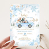 Blue Winter Woodland Truck Baby Dusche Einladung