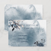 Blue Winterberries Wedding Response Card RSVP Karte (Vorne/Hinten)