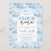 Blue Wir sind auf Cloud Nine Baby Dusche Dusche Einladung (Vorne/Hinten)