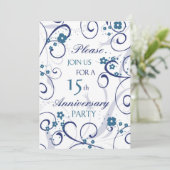 Blue Wirbel 15 Jahre Party Einladung Card (Stehend Vorderseite)