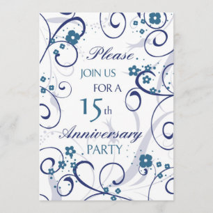 Blue Wirbel 15 Jahre Party Einladung Card
