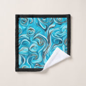 Blue Wirbel Digital Paint Design Badhandtuch Set (Waschlappen)