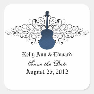 Blue Wirbel Gitarre Save the Date Stickers