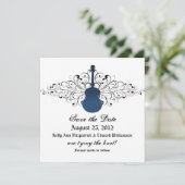 Blue Wirbel Guitar Save the Date einladen (Stehend Vorderseite)