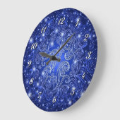 Blue Wirbel & Stars Wall Clock Große Wanduhr (Winkel)