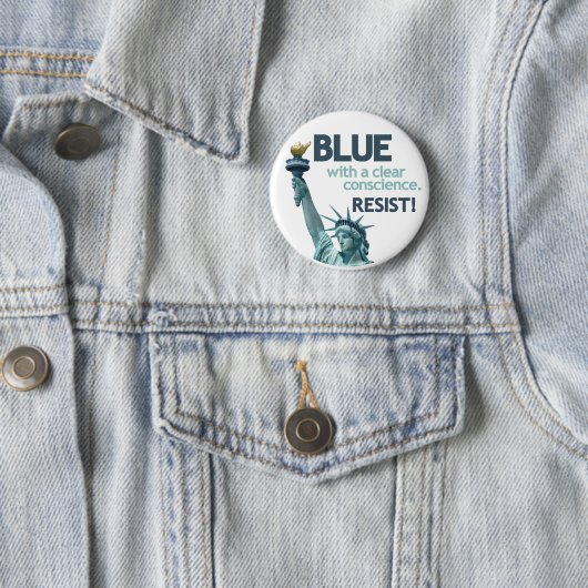 BLUE with clear conscience. RESIST! Button (Beispiel)