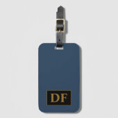 Blue with Gold Initials Gepäckmarke Gepäckanhänger (Vorderseite Vertikal)