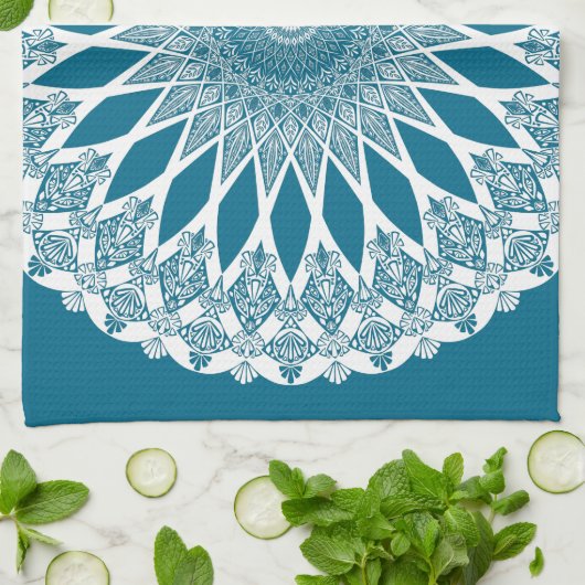 Blue Woad Tristyns Mandala Geschirrtuch (Gefaltet)