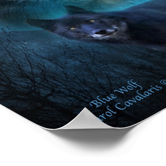 Blue Wolf Art Poster/Print Poster (Ecke)