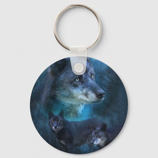 Blue Wolf Art Schlüsselanhänger (Vorderseite)