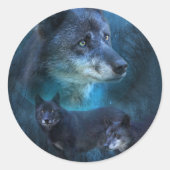Blue Wolf Art Sticker (Vorderseite)