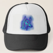BLUE WOLF BALL CAP/HAT DESIGN TRUCKERKAPPE (Vorderseite)