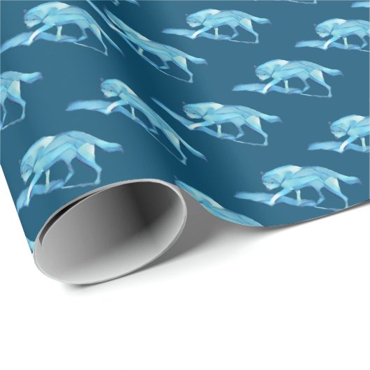 Blue Wolf Geschenkpapier (Rolleneckpunkt)