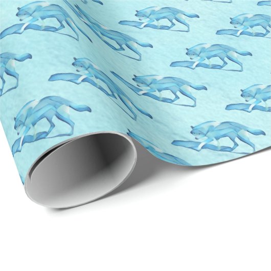 Blue Wolf Geschenkpapier (Rolleneckpunkt)