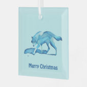 Blue Wolf Glass Ornament Aus Glas (Vorderseite links)