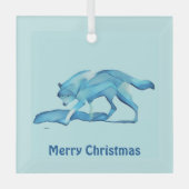 Blue Wolf Glass Ornament Aus Glas (Vorderseite)