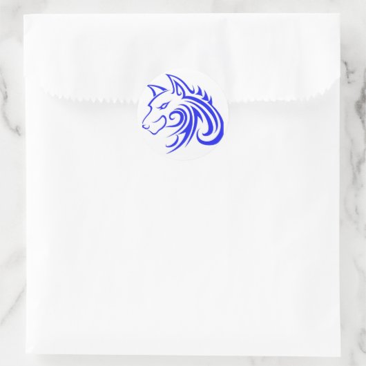 Blue Wolf Head Runder Aufkleber (Tasche)