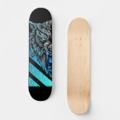 Blue Wolf Head Skateboard (Vorderseite)