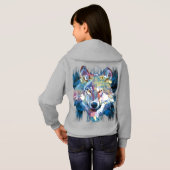 Blue Wolf Hoodie | Farbenfrohe Wolf Back Print Hoo (Schwarz voll)