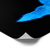 Blue Wolf Howling auf dem Mond Poster (Ecke)