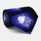 Blue Wolf & Moon Neck Ties Krawatte (Gerollt)