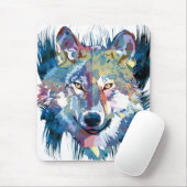 Blue Wolf Mousepad | Farbiger Wolf Zeichnend (Mit Mouse)