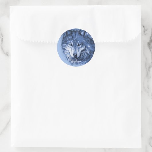 Blue Wolf Name Personalisiert Sticker (Tasche)