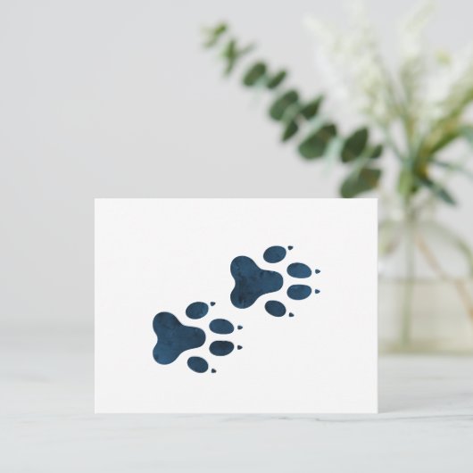Blue Wolf Pawprints Postkarte (Stehend Vorderseite)