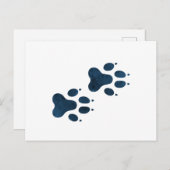 Blue Wolf Pawprints Postkarte (Vorne/Hinten)