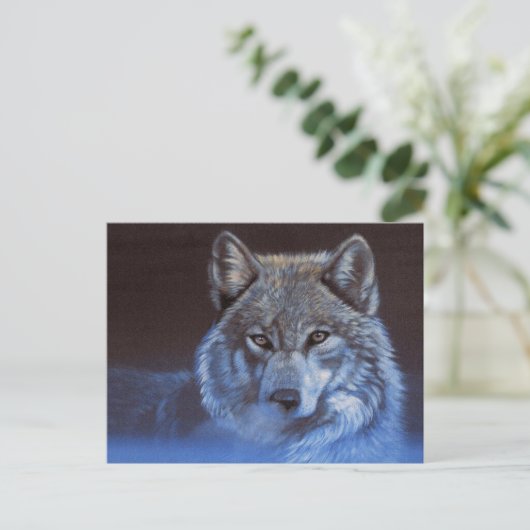 Blue Wolf Postkarte (Stehend Vorderseite)